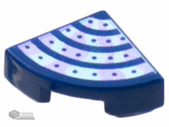 25269pb025 - Tile, Round 1 x 1 Quarter with 4 Lavender and Light Aqua Tentacle Stripes Pattern