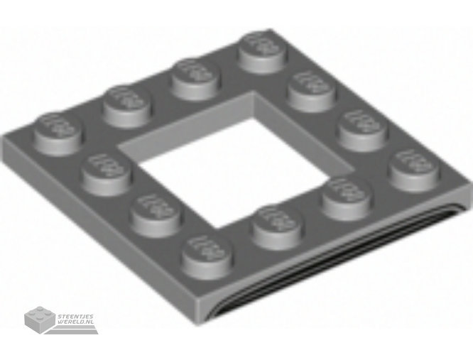 64799pb001 – Plate, Modified 4 x 4 with 2 x 2 Open Center with Black and Silver Aston Martin DB5 Grille Pattern