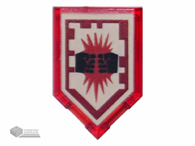 22385pb019 - Tile, Modified 2 x 3 Pentagonal with Nexo Power Shield Pattern - Charging Attack