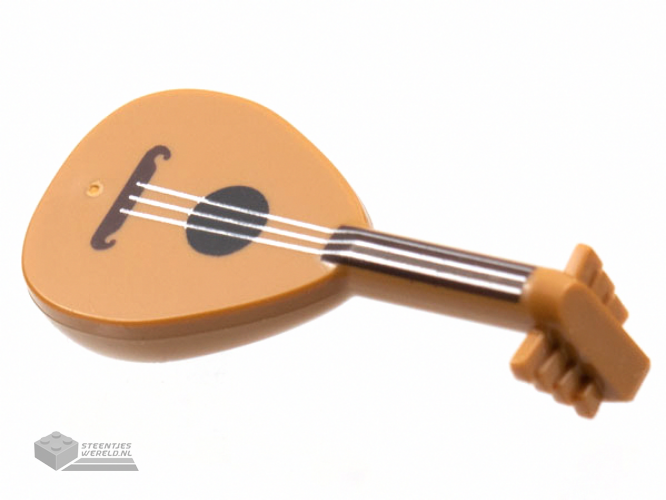 80503pb01 – Minifigure, Utensil Musical Instrument, Lute with Dark Brown Neck and Silver Strings Pattern