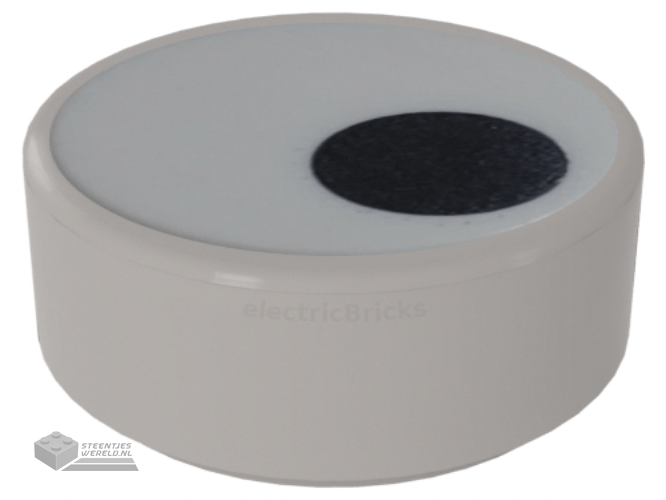 98138pb265 – Tile, Round 1 x 1 with Small Black Circle / Eye Pupil Offset Pattern