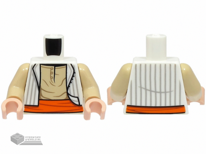 973pb5164c01 - Torso Open Vest with Light Bluish Gray Stripes, Tan Shirt, Orange Sash Pattern / Tan Arms / Light Nougat Hands