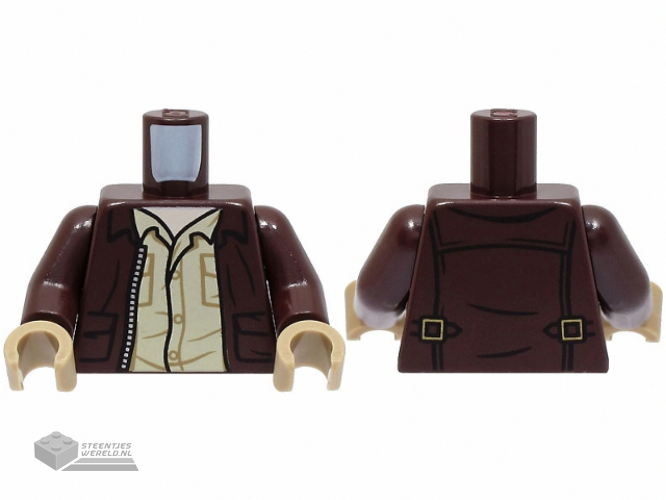 973pb5166c01 – Torso Open Jacket with Pockets, Silver Zipper and Gold Clasps, Tan Shirt, Light Nougat Neck Pattern / Dark Brown Arms / Dark Tan Hands