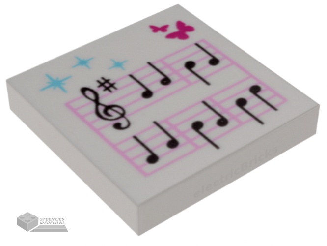 3068bpb0589 – Tile 2 x 2 with Groove with Music Notes and Butterflies Pattern