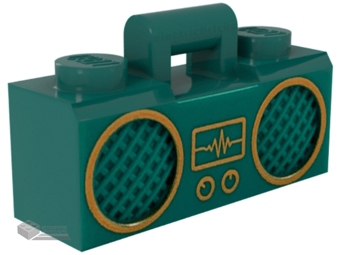 93221pb06 – Minifigure, Utensil Radio Boom Box with Bar Handle with Gold Sound Wave Display and Rimmed Speakers Pattern