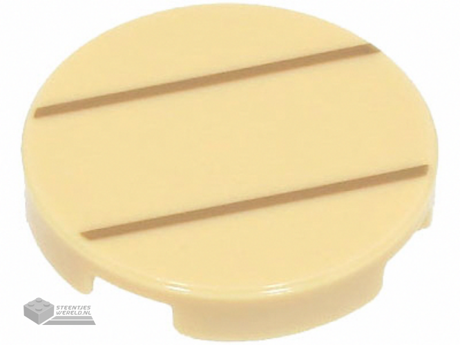 14769pb554 – Tile, Round 2 x 2 with Bottom Stud Holder with 2 Dark Tan Lines Pattern (Lemmy Shell)