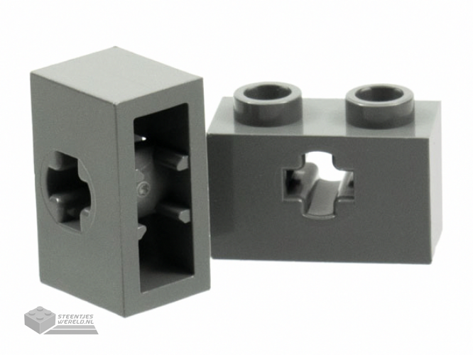 32064c – Technic, Brick 1 x 2 met Axle Hole (+ Shape) en Inside Side Supports