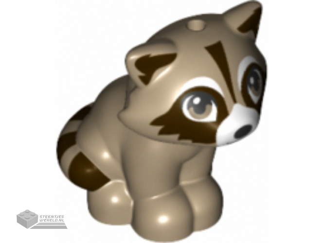 77110pb01 – Raccoon, Friends with White Muzzle, Black Nose, Dark Brown Markings on Face, Ears and Tail Pattern