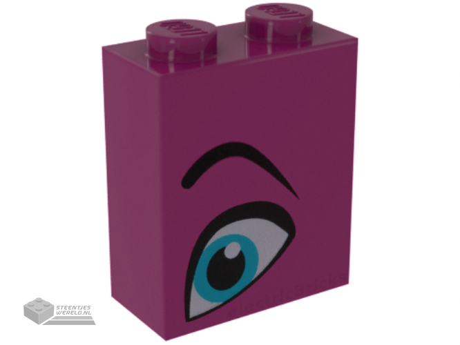 3245cpb093 – Brick 1 x 2 x 2 with Inside Stud Holder with Medium Azure Eye and Black Eyebrow Pattern Model Left Side (Queen Watevra Wa’Nabi)