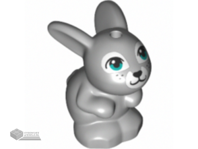 34050pb02 – Bunny / Rabbit, Friends, Sitting with Dark Turquoise Eyes, Black Nose and Mouth, and White Muzzle Pattern