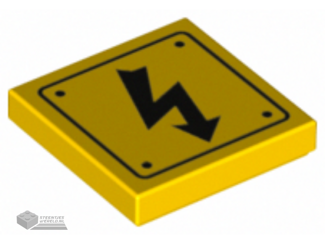 3068bpb1152 – Tile 2 x 2 with Groove with Electricity Danger Sign and Rivets Pattern