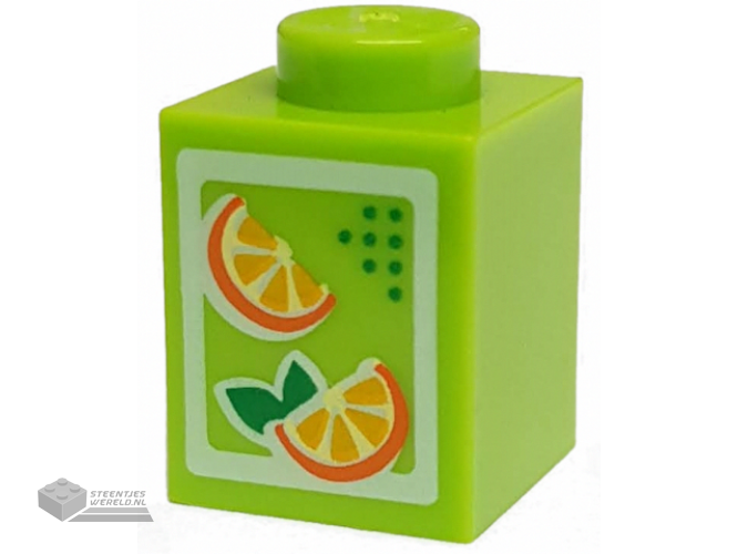 3005pb017 – Brick 1 x 1 with Oranges Pattern (Juice Carton)