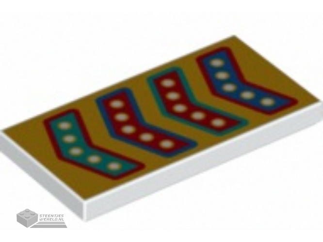 87079pb1143 - Tile 2 x 4 with Red, Blue, and Dark Turquoise Arrows on Bright Light Orange Background Pattern