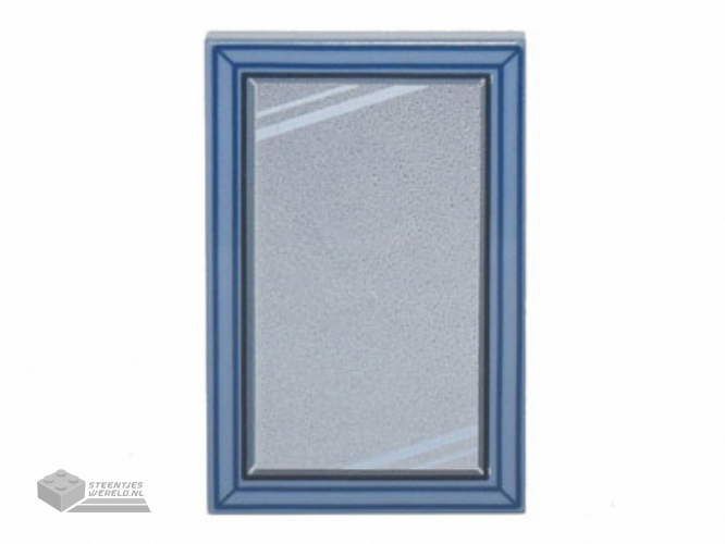 26603pb213 – Tile 2 x 3 with Silver Mirror, White Reflection Lines, and Dark Blue Frame Pattern