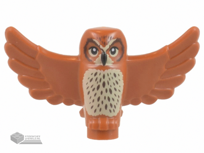 67632pb04 – Owl, Spread Wings with Black Beak and Eyes, Tan Chest and Dark Brown Stippled Chest Feathers Pattern