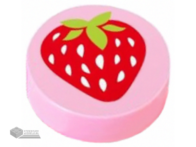 98138pb015 – Tile, Round 1 x 1 with Strawberry Pattern