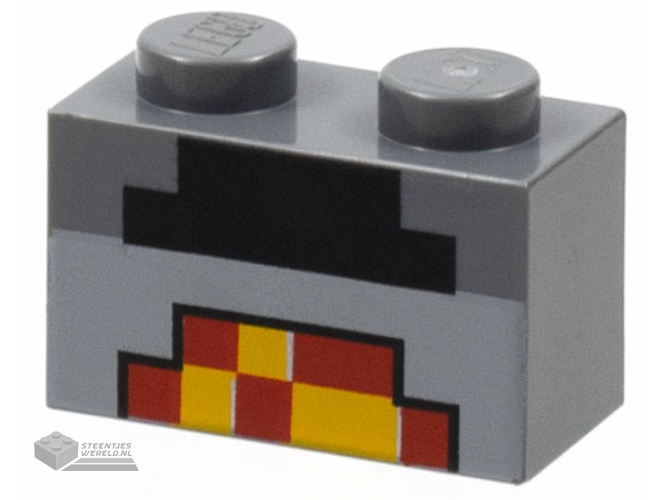 3004pb162 – Brick 1 x 2 with Minecraft Pixelated Lit Forge Pattern