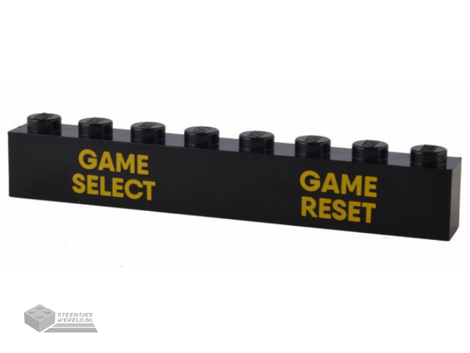 3008pb177 – Brick 1 x 8 with Bright Light Orange 'GAME SELECT' and 'GAME RESET' Pattern