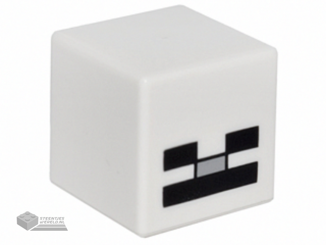 19729pb004 – Minifigure, Head, Modified Cube with Pixelated Black Eyes, Light Bluish Gray Nose, and Black Mouth Pattern (Minecraft Skeleton)