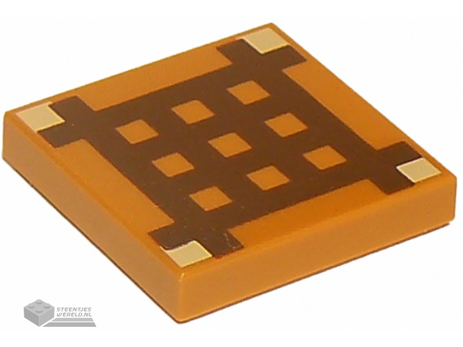 3068bpb0893 – Tile 2 x 2 with Groove with Dark Brown Minecraft Crafting Table Grid Pattern
