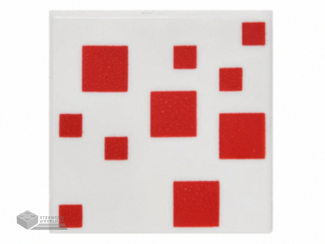 3068bpb0991 – Tile 2 x 2 with Groove with Red Squares Pattern (Minecraft Cake)