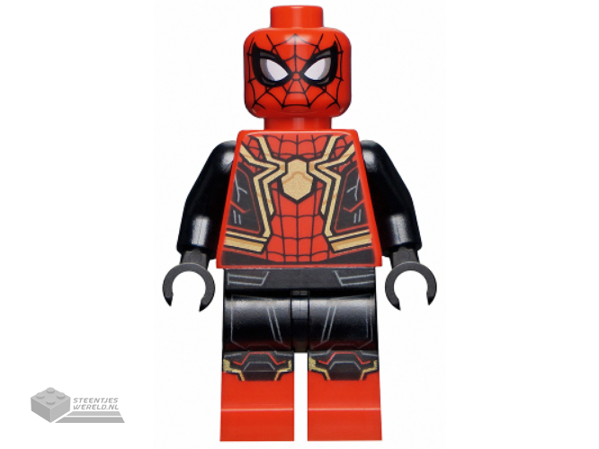 sh778 – Spider-Man – Black and Red Suit, Large Gold Spider, Gold Knee Trim (Integrated Suit)