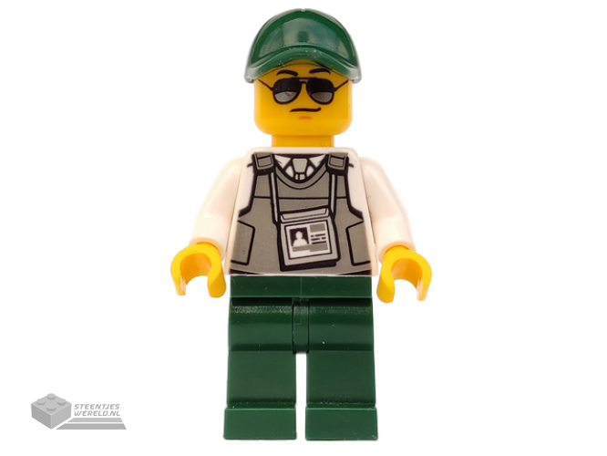 trn243 – Security Officer – Dark Green Legs, Dark Green Cap with Hole, Sunglasses