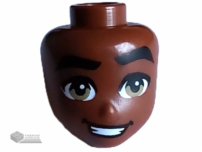 101152 – Mini Doll, Head Friends Male with Thick Black Eyebrows, Dark Tan Eyes, and Open Mouth with Teeth Pattern