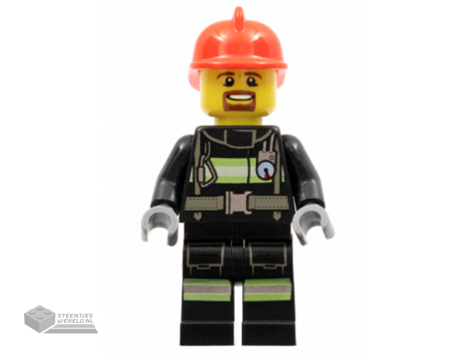 cty0966 – Fire – Reflective Stripes with Utility Belt, Red Fire Helmet, Brown Goatee