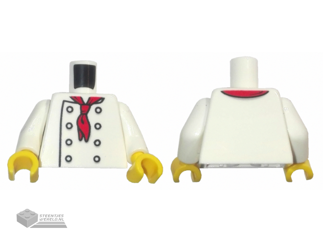 973pb3863c01 – Torso Chef with 8 Buttons, Long Red Neckerchief, No Wrinkles Pattern / White Arms / Yellow Hands