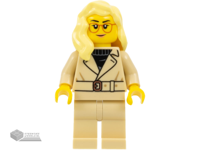 cty1654 – Tourist – Female, Tan Jacket and Legs, Bright Light Yellow Hair, Glasses