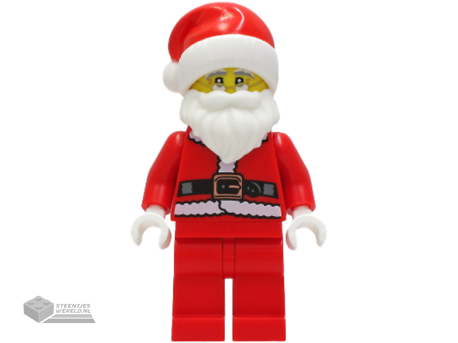hol239 – Santa – Red Legs, Fur Lined Jacket, White Eyebrows, Glasses