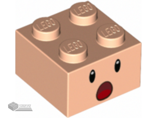 3003pb137 - Brick 2 x 2 with Black Eyes, White Pupils, and Dark Red Open Mouth Surprised with Red Tongue Pattern (Super Mario Toad / Blue Toad / Purple Toad Face)