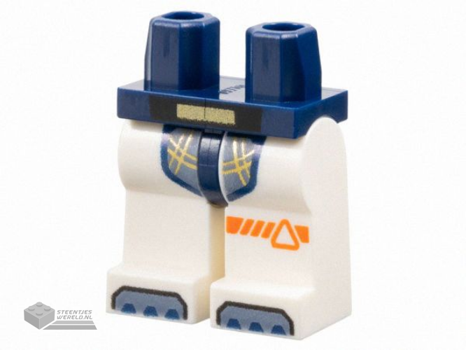 970c01pb67 - Hips and White Legs with Gold and Sand Blue Armor Panel, Reddish Orange Triangle and Stripe on Left, Sand Blue and Dark Blue Toes Pattern