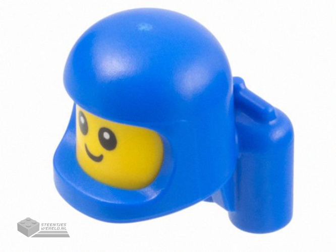 100662pb01 - Minifigure, Head, Modified Baby / Toddler with Molded Blue Space Helmet and Air Tanks and Printed Black Grin and Eyes with White Glints Pattern