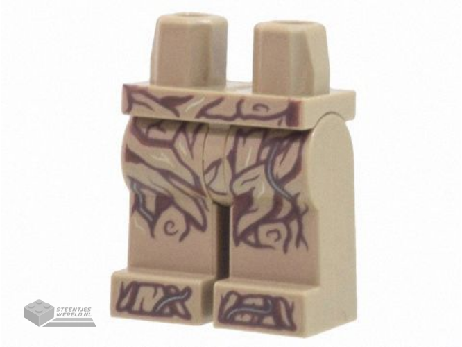 970c00pb1371 - Hips and Legs with Dark Tan and Reddish Brown Tree Bark Plates and Vines Pattern