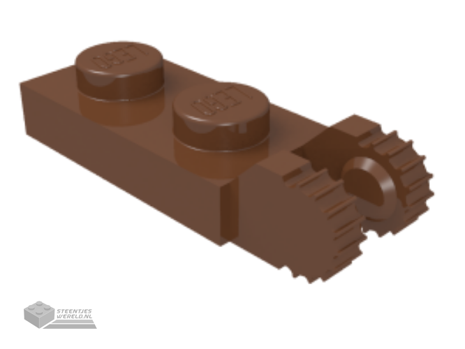 44302b – Scharnier Plaat 1 x 2 Locking met 2 Fingers op uiteindes en 9 Teeth zonder onderkant groef
