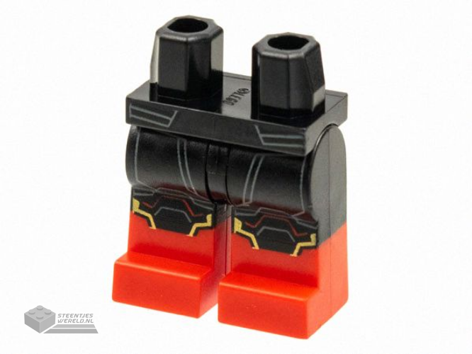 970c00pb1272 - Hips and Legs with Red Boots, Light Bluish Gray Panel Lines, Red and Gold Trim Pattern