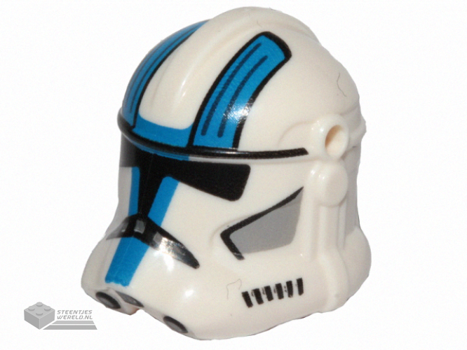 2019pb05 - Minifigure, Headgear Helmet SW Clone Trooper (Phase 2) with Holes with Black Visor and Blue, Light Bluish Gray, and Black 501st Legion Markings Pattern