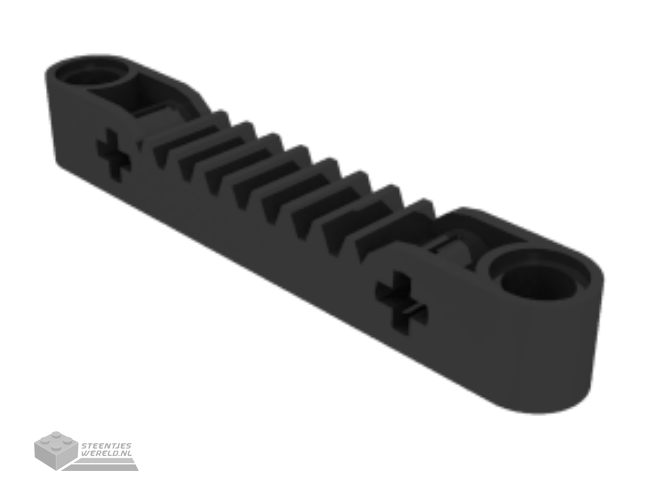 87761 - Technic, tandwiel Rack 1 x 7 met Technic as en pin gaten