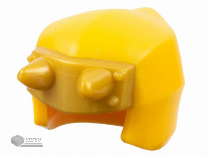 3448pb01 - Minifigure, Headgear Ninjago Wrap / Hood Smooth with Molded Pearl Gold Armor Plate with Horns Pattern