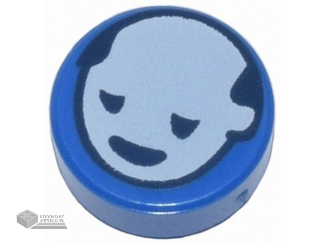 98138pb356 - Tile, Round 1 x 1 with White Head with Dark Blue Eyes and Mouth Pattern