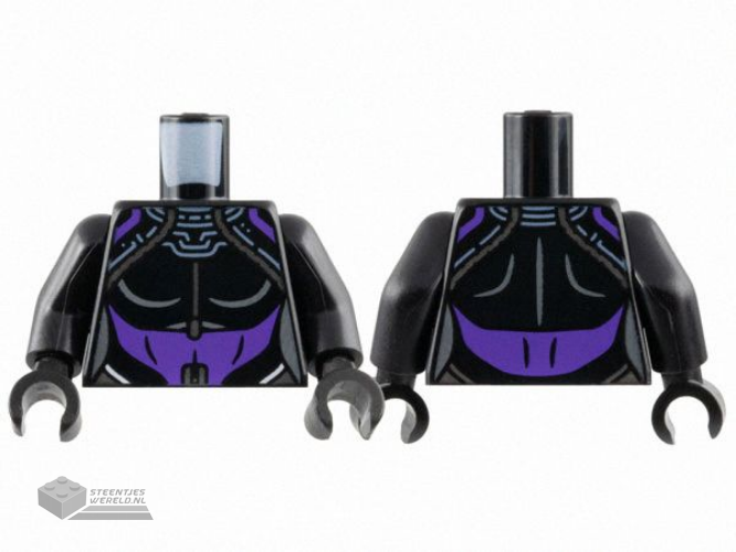 973pb4946c01 - Torso Female Armor, Silver Piping, Dark Purple Midriff Pattern / Black Arms / Black Hands