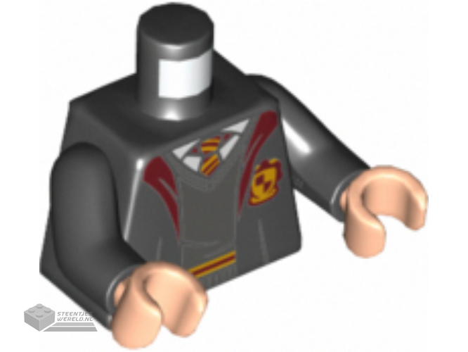 973pb4303c01 - Torso Hogwarts Robe Open with Gryffindor Crest, Sweater, Shirt and Tie Pattern / Black Arms / Light Nougat Hands