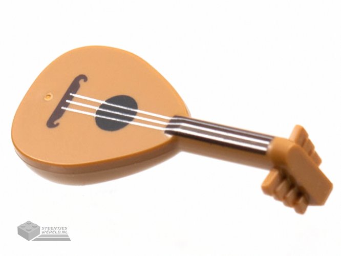 80503pb01 - Minifigure, Utensil Musical Instrument, Lute with Dark Brown Neck and Silver Strings Pattern