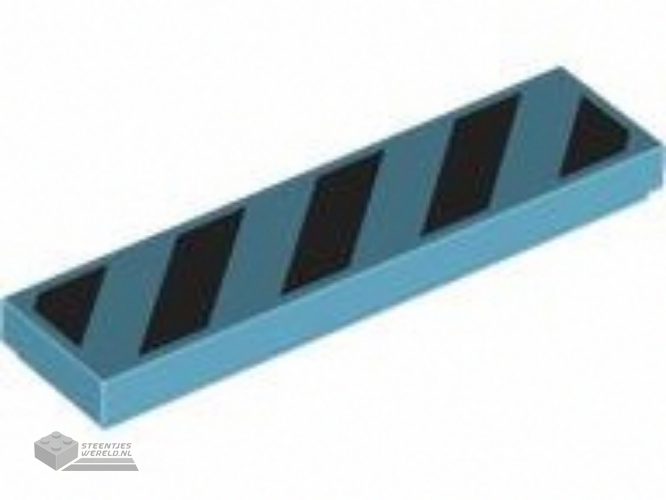 2431pb725 - Tile 1 x 4 with Black and Yellow Danger Stripes (Yellow Corners) Pattern