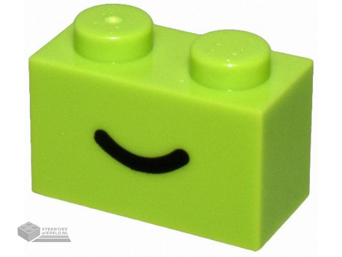 3004pb302 – Brick 1 x 2 with Black Smile Curved Line Pattern