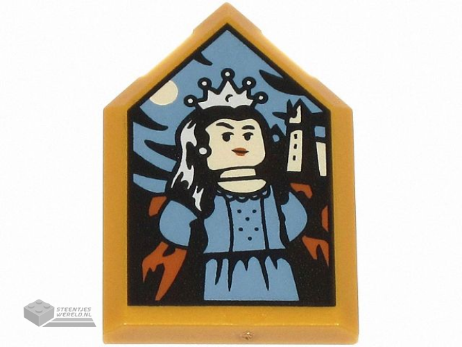 22385pb338 – Tile, Modified 2 x 3 Pentagonal with HP Portrait – Rowena Ravenclaw Pattern