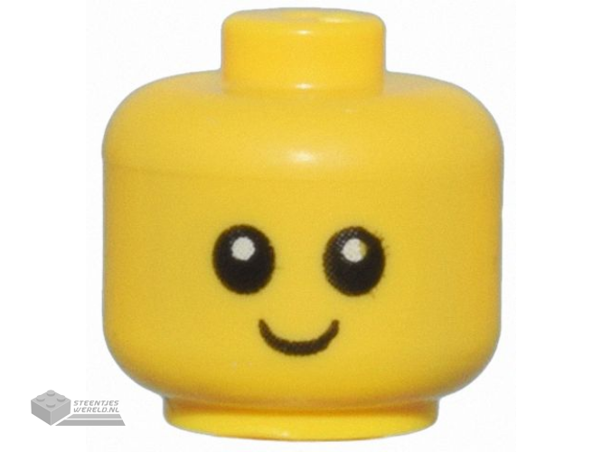33464pb01 – Minifigure, Baby / Toddler Head with Neck with Black Eyes, White Pupils, and Smile Pattern