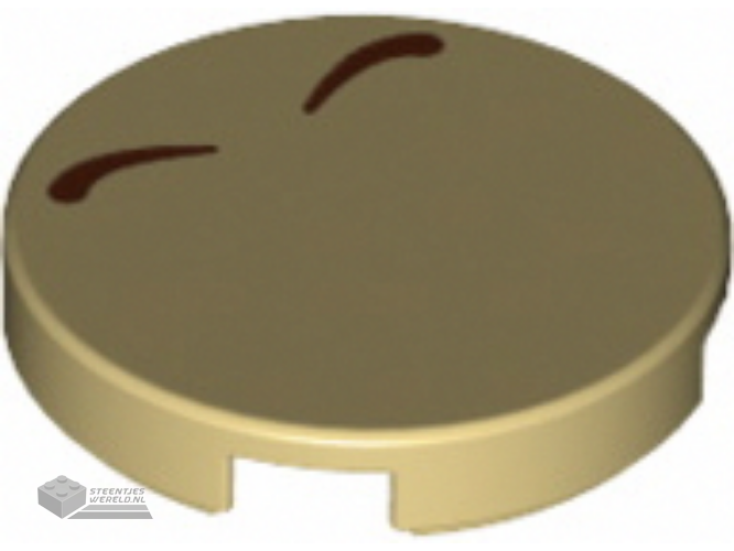 14769pb347 – Tile, Round 2 x 2 with Bottom Stud Holder with 2 Reddish Brown Curved Lines Pattern (Super Mario Bowser Nostrils)